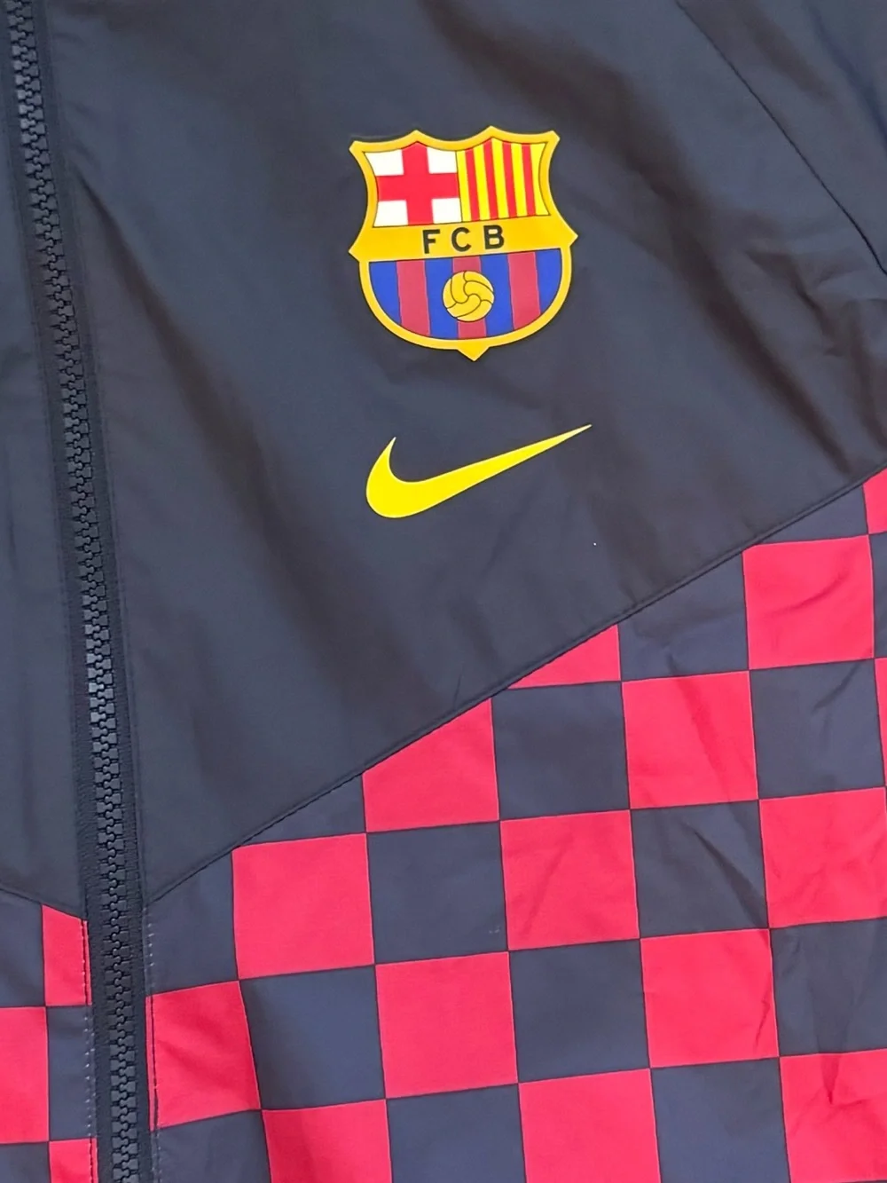 Nike FC Barcelona Full Zip Wind Runner Jacket Checkered Navy Size Large - Picture 5 of 7
